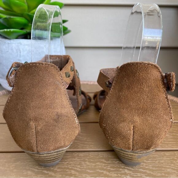 Minnetonka Merriam Leather Fringe Sandal Women's Boho Mini Wedge Size 7 - Picture 9 of 10